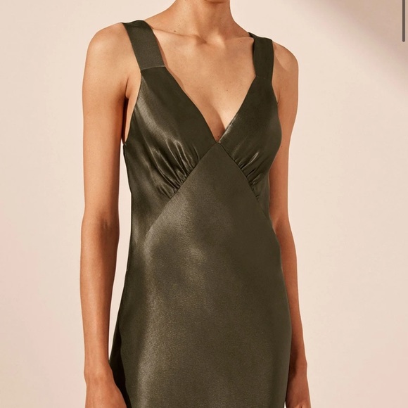 Shona Joy La Lune Plunged Midi Dress - Women’s Size 4 - Forest Green - Picture 2 of 7